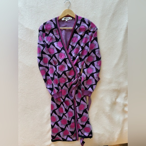 Diane Von Furstenberg Alexio Wrap Boho Dress Long Sleeve - Picture 6 of 11